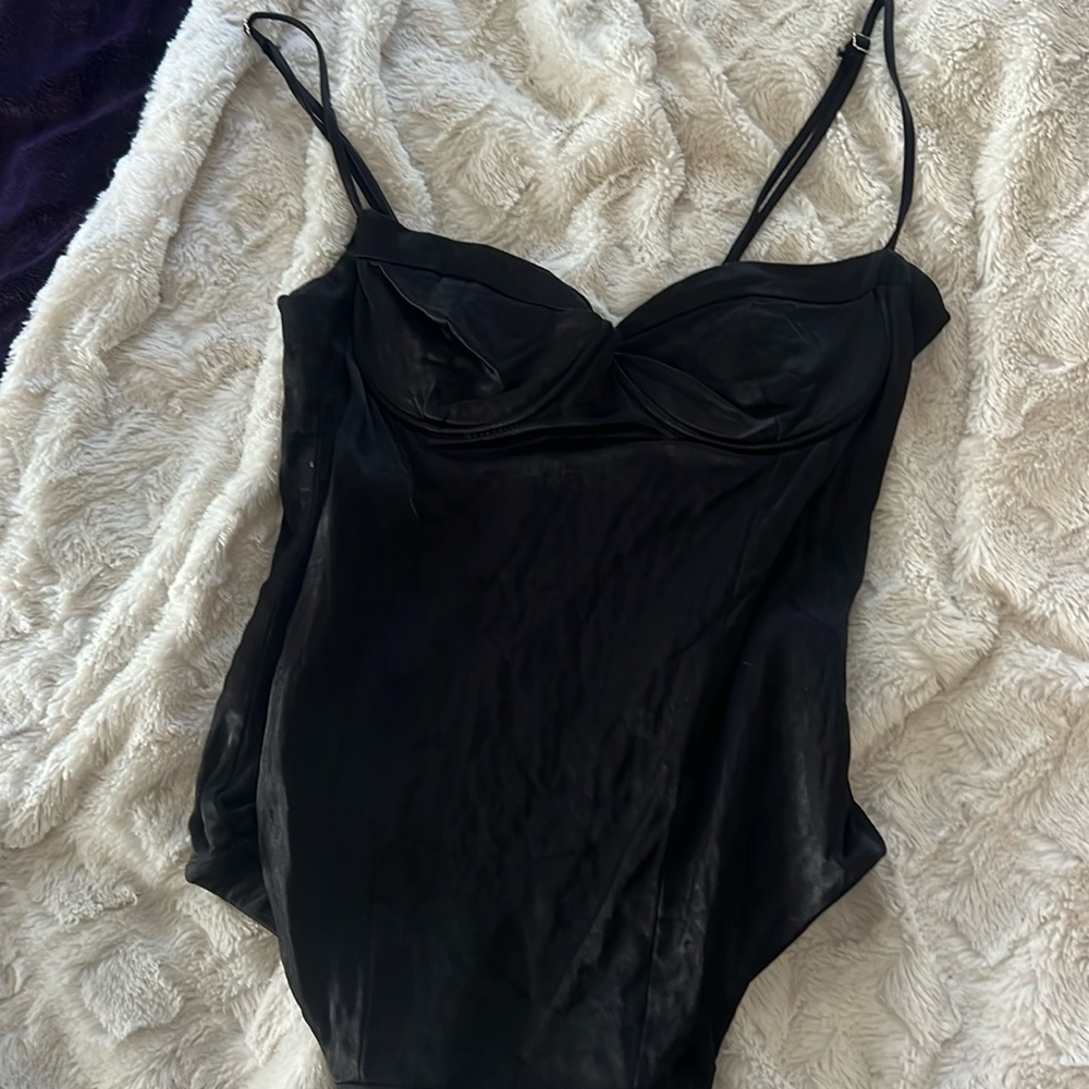 Black Zara satin body suit